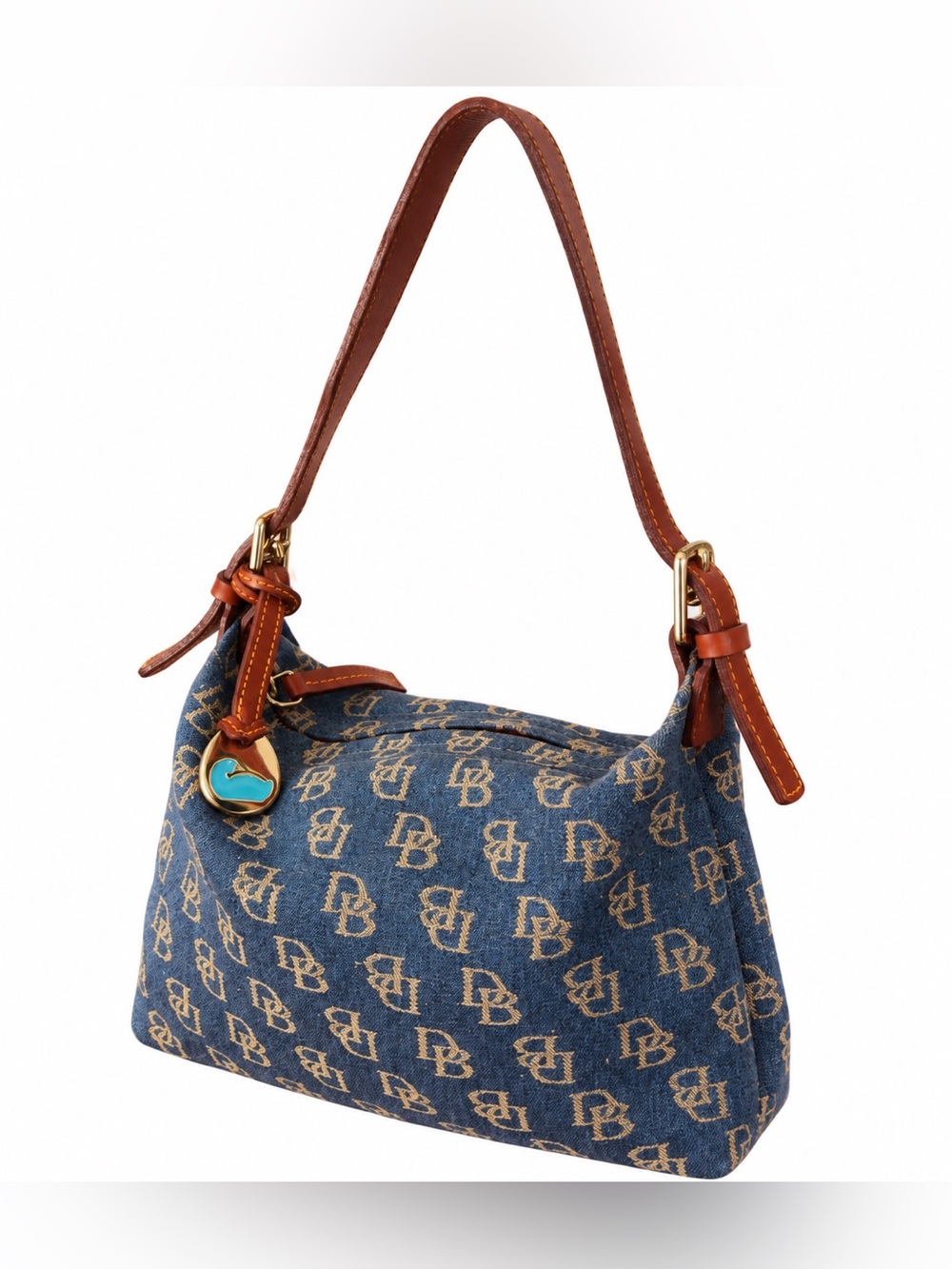 Vintage Dooney & Bourke Blue Denim Monogram Mini Hobo Bag Y2K D&B purse